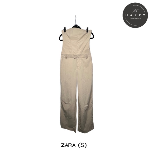 Strapless Beige Jumpsuit NWT (S) ZARA - Picture 1 of 9